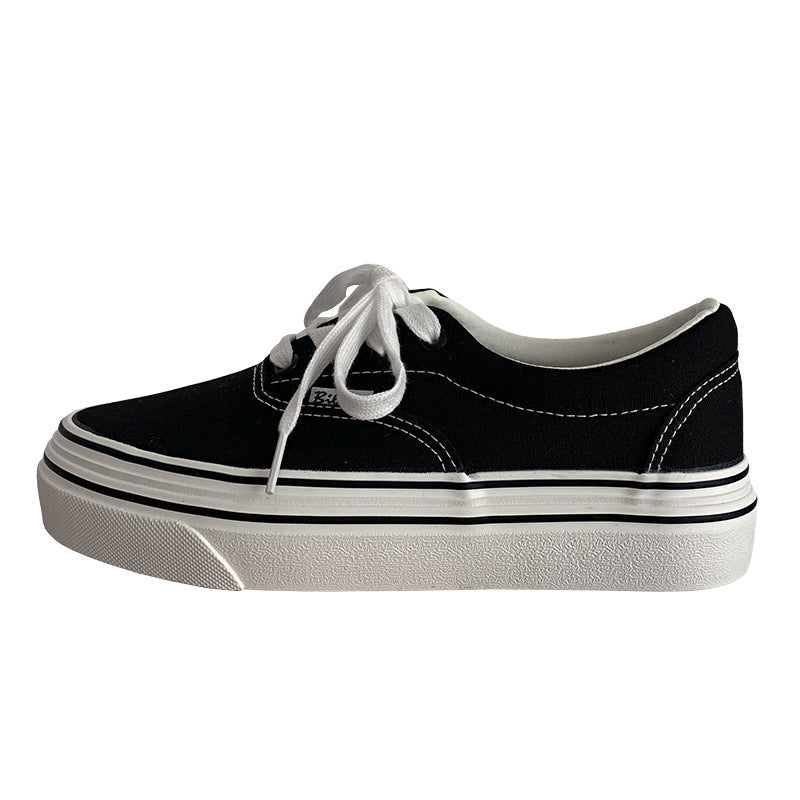 Women's Versatile Classic Black Board Korean Breathable Canvas Shoes Newgew