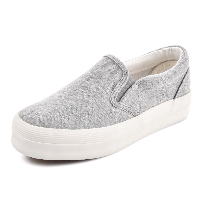 Women's Black Slip-on Korean Versatile White Platform Canvas Shoes Newgew