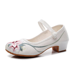 Women's Chinese Style Retro Embroidered Elegant Height Canvas Shoes Newgew