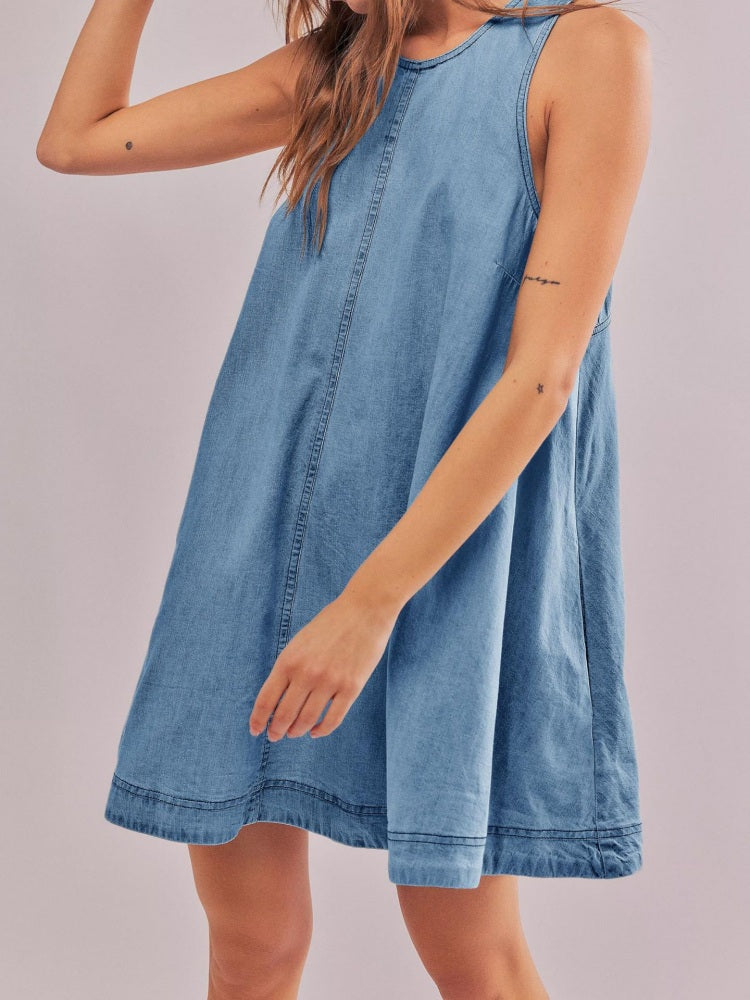 Sunset Stroll Denim Mini Dress Newgew Dresses