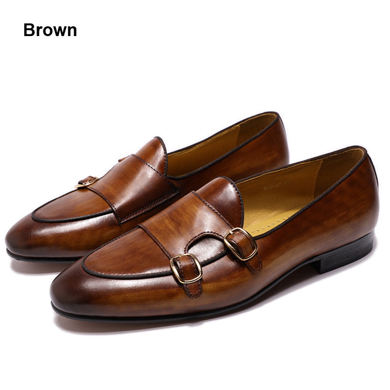 Men Casual Buckles Retro Leather Loafers Newgew Shoes