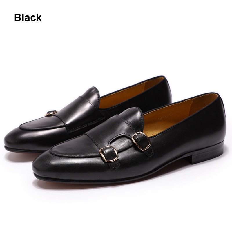 Men Casual Buckles Retro Leather Loafers Newgew Shoes