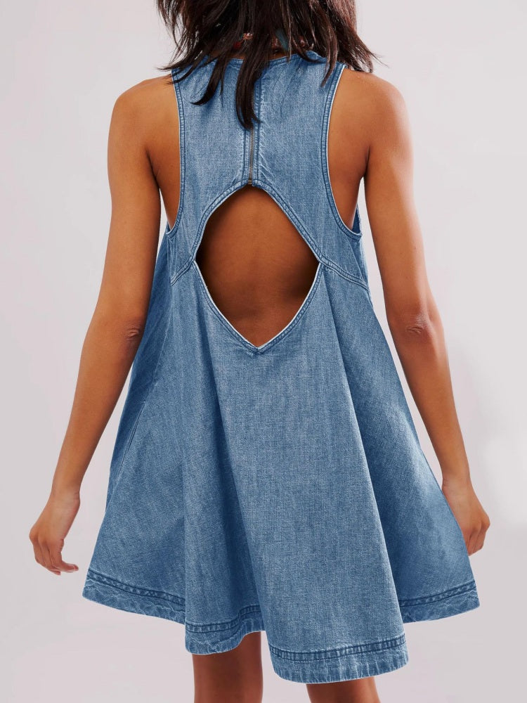 Sunset Stroll Denim Mini Dress Newgew Dresses