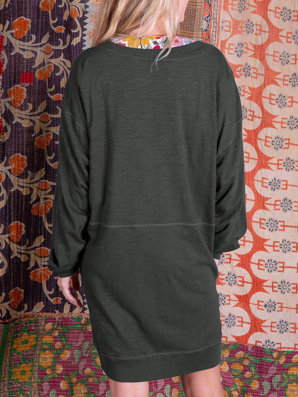 Color Block V Neck Casual Mini Dress Newgew Dresses