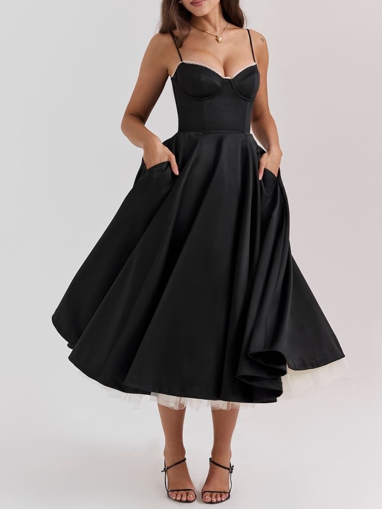 Black Tulle Midi Dress Newgew Dresses