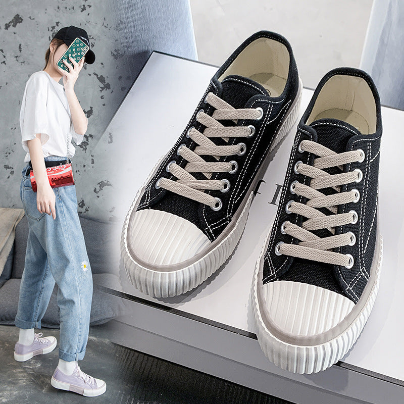 Women's Trendy Cloth Shell Toe Basic Korean Canvas Shoes Newgew