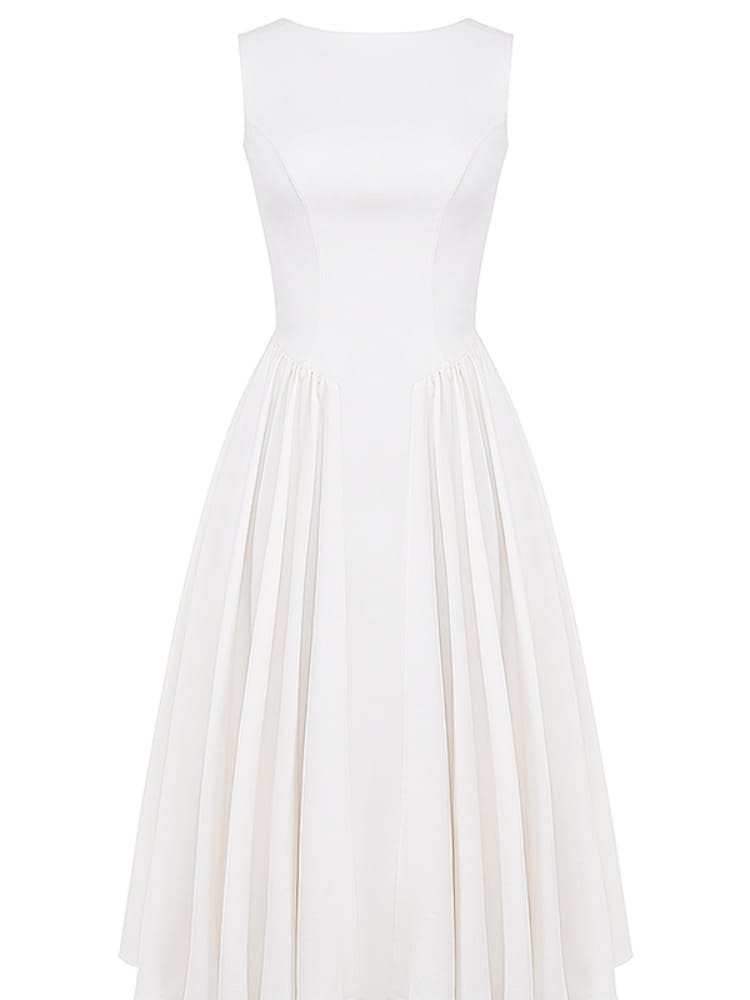 White Twill Midi Sundress Newgew Dresses
