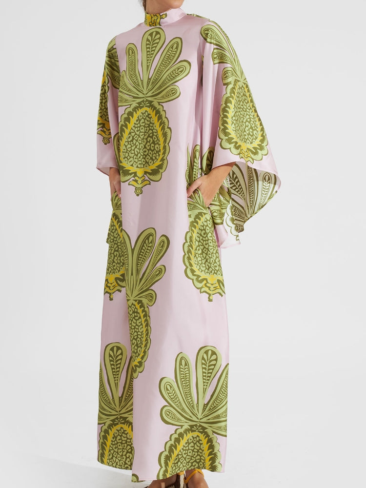 Pink Floral 3/4 Sleeve Dress Newgew Dresses