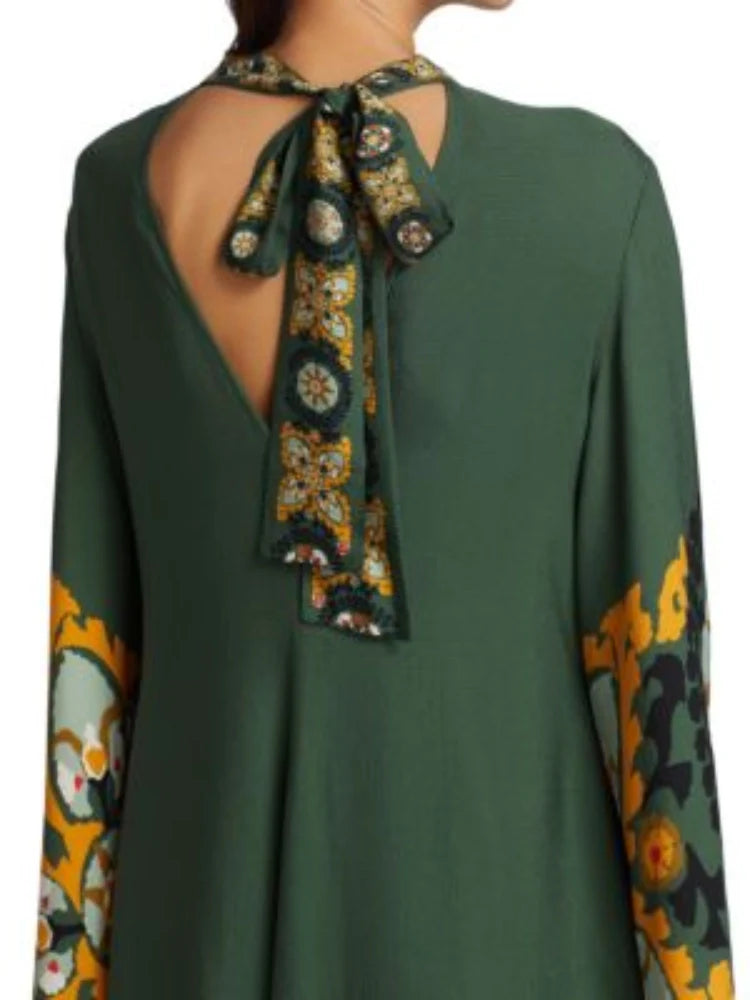 Dark Green Printed Maxi Dress Newgew Dresses