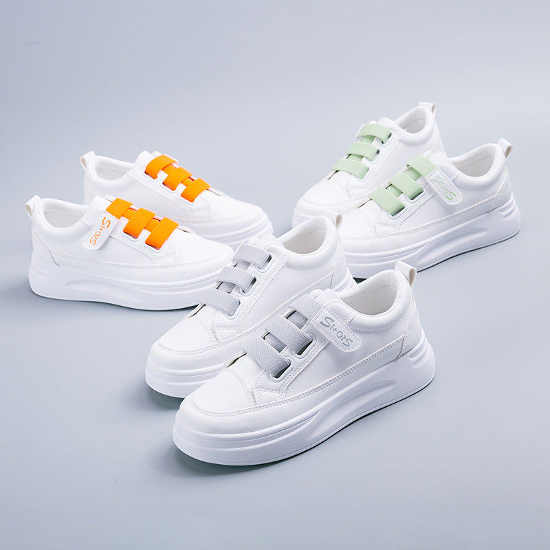 Women's Female Velcro White Spring Board Shallow Canvas Shoes Newgew