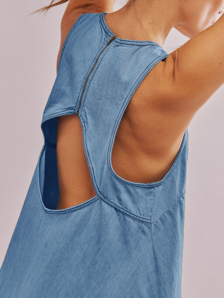 Sunset Stroll Denim Mini Dress Newgew Dresses