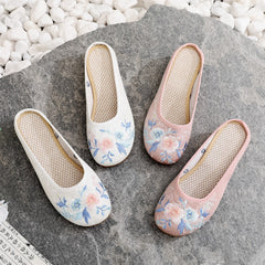 Women's Ancient Style Knitted Jacquard Fabric Ethnic Embroidered Slippers Newgew