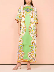 Unique Cashew Floral Print Loose Midi Dress Newgew Dresses