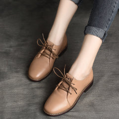 Women Retro Leather Soft Casual Shoes Newgew Shoes