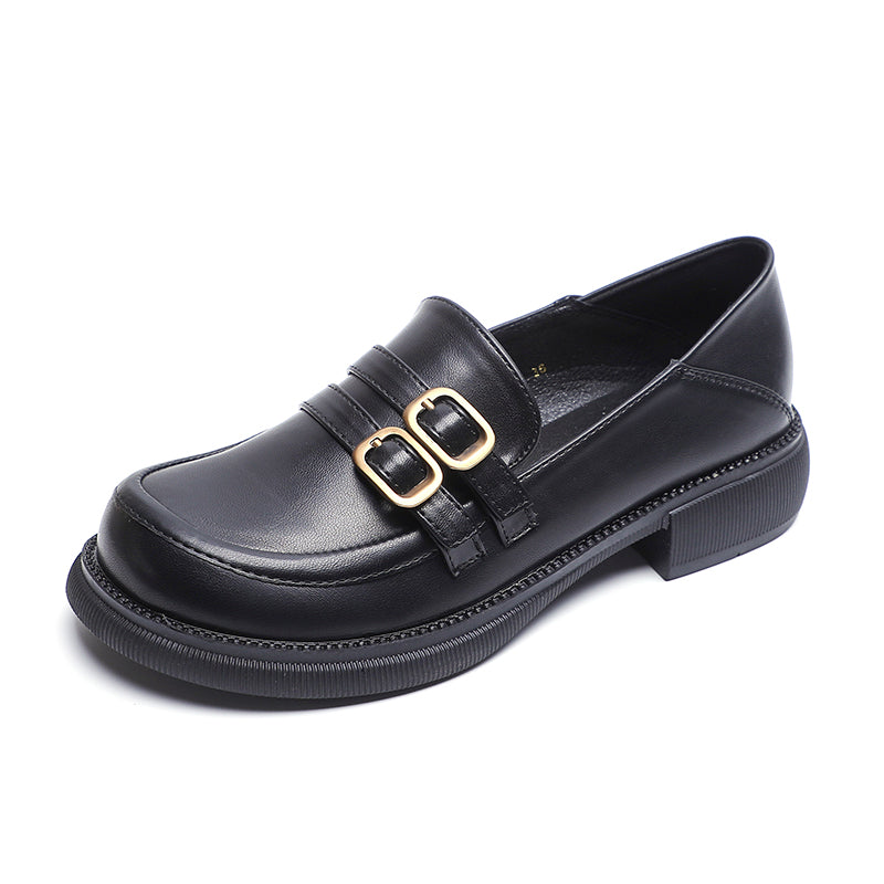 Women Retro Soft Leather Flat JK Loafers Newgew Shoes