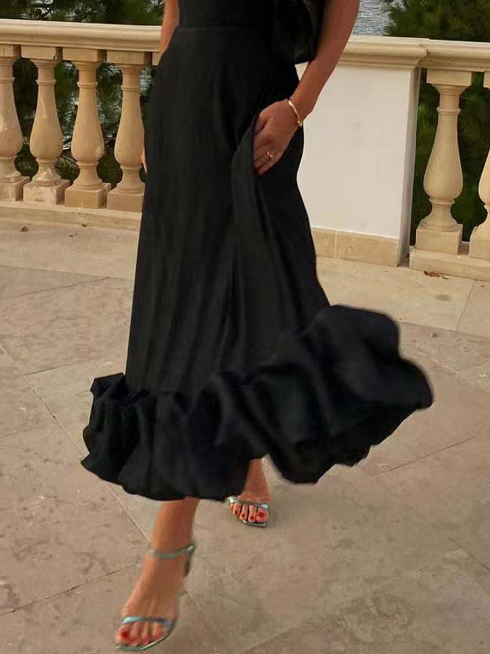Flounce Bustier Maxi Dress Newgew Dresses