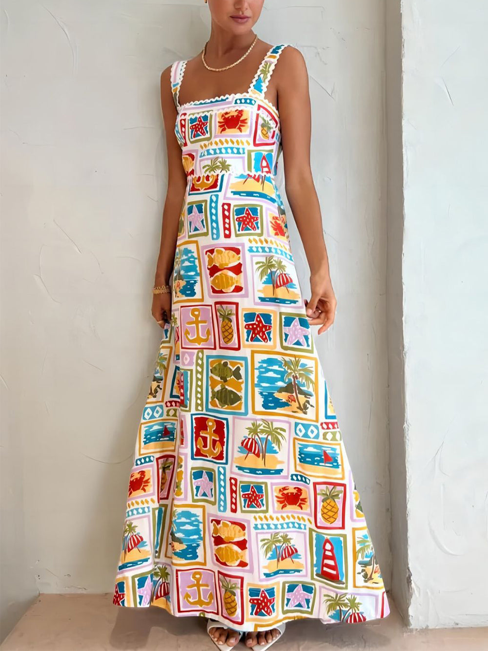 Graffiti Strap Tube Top Lace Maxi Dress Newgew Dresses