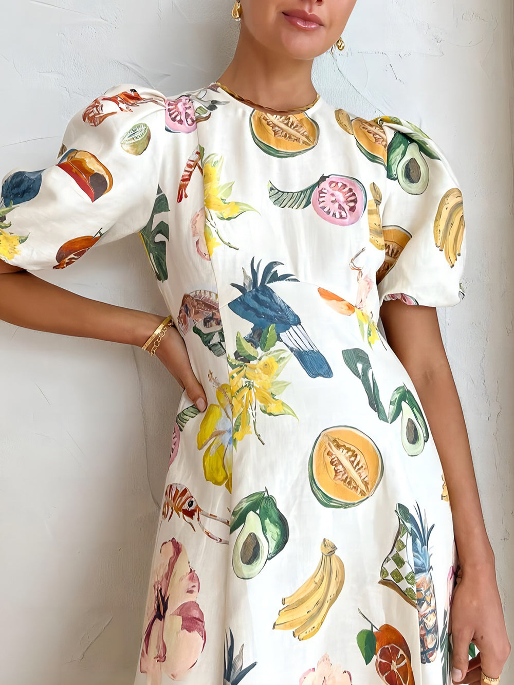 Fashion Graffiti Print Slim Fit Versatile Maxi Dress Newgew Dresses