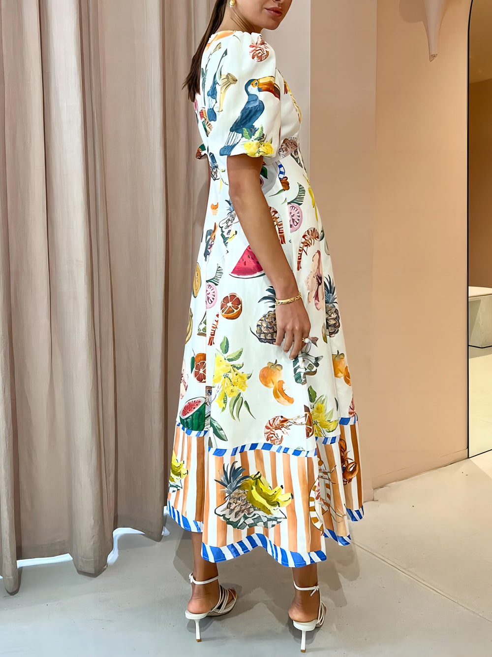 Fashion Graffiti Print Slim Fit Versatile Maxi Dress Newgew Dresses