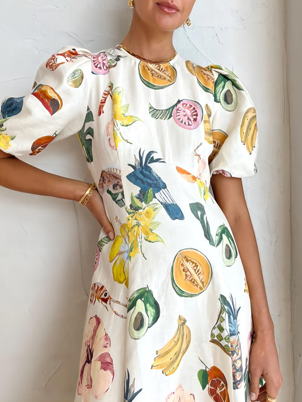 Fashion Graffiti Print Slim Fit Versatile Maxi Dress Newgew Dresses