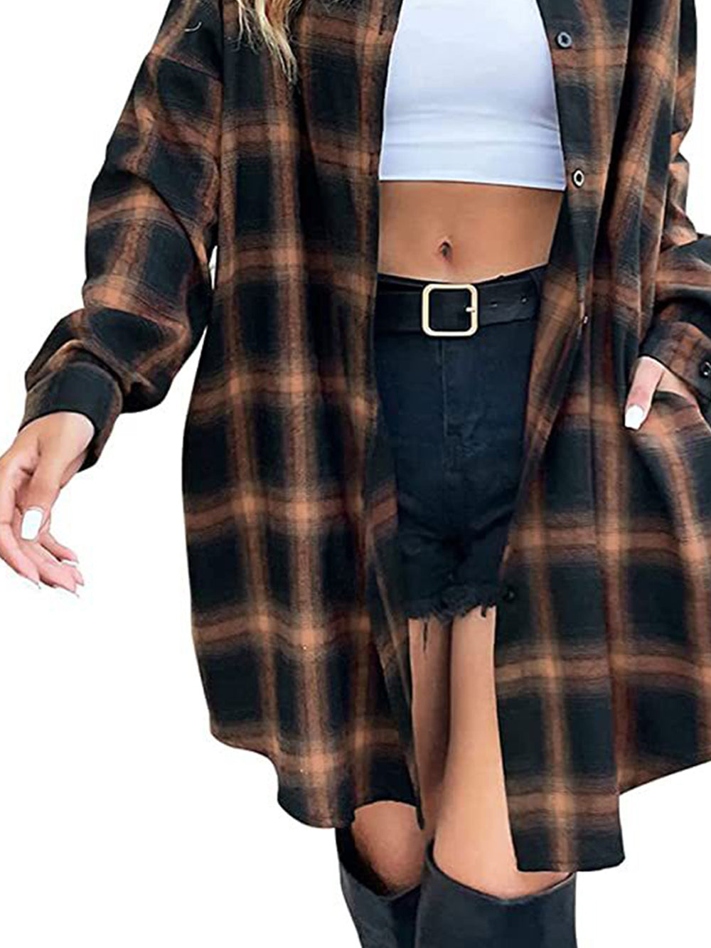 Plaid Button Down Shirt Dress Newgew Dresses