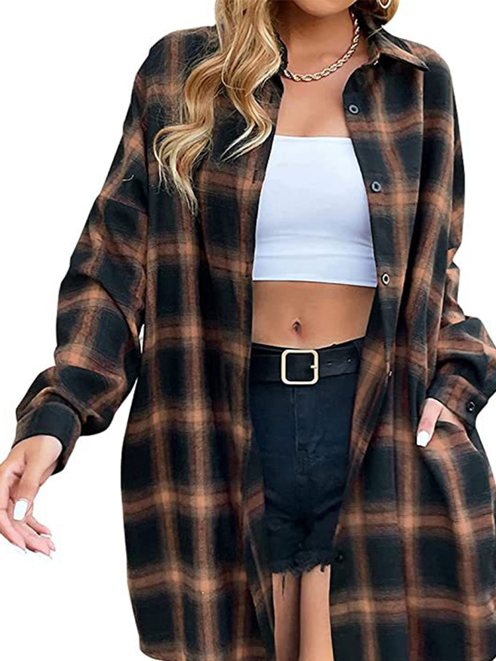 Plaid Button Down Shirt Dress Newgew Dresses