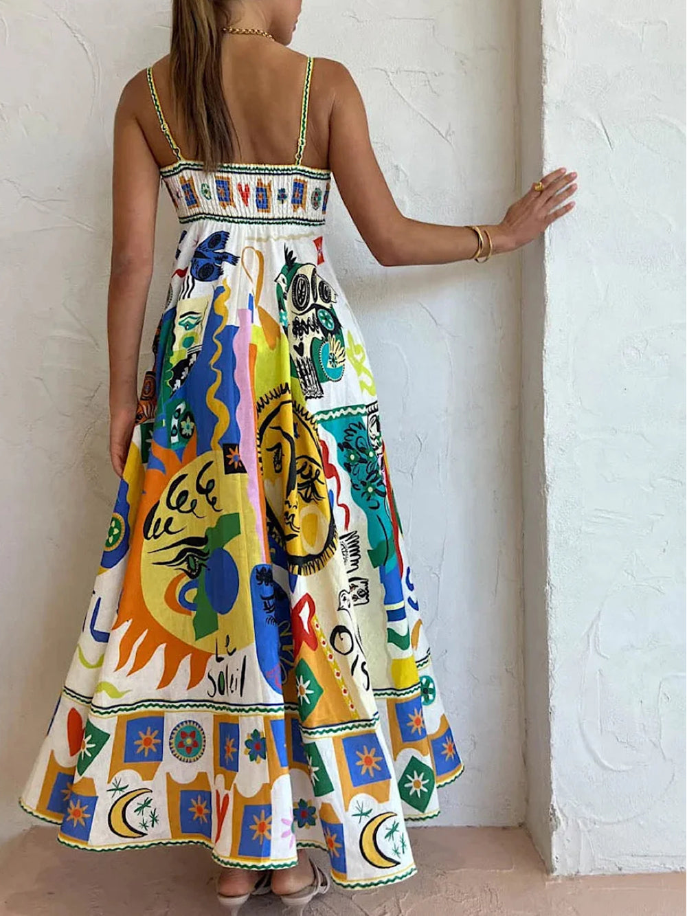 Chic Geometric Graffiti Prints Slip Dress Newgew Dresses