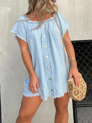One Shoulder Denim Mini Dress Newgew Dresses