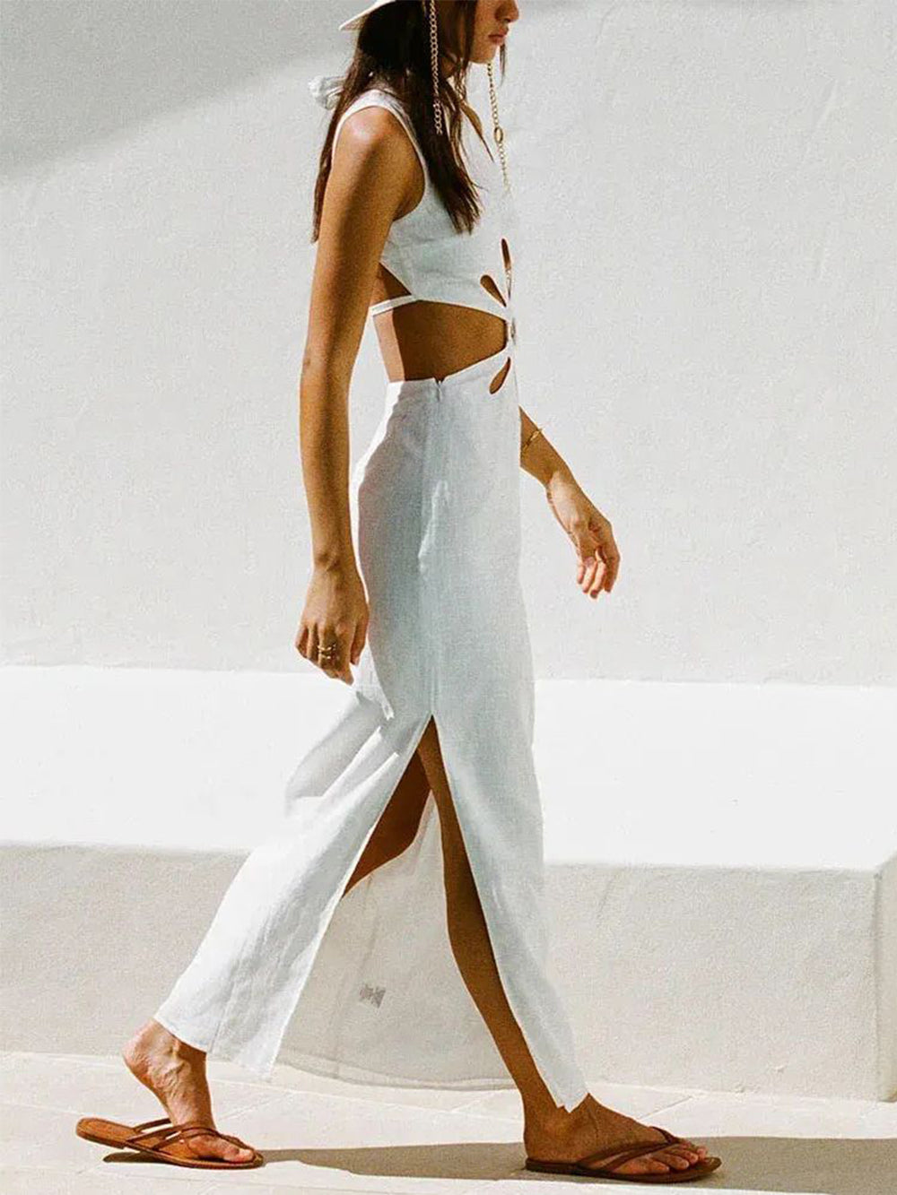 Halter Neck Backless Holiday Hollow Dress Newgew Dresses