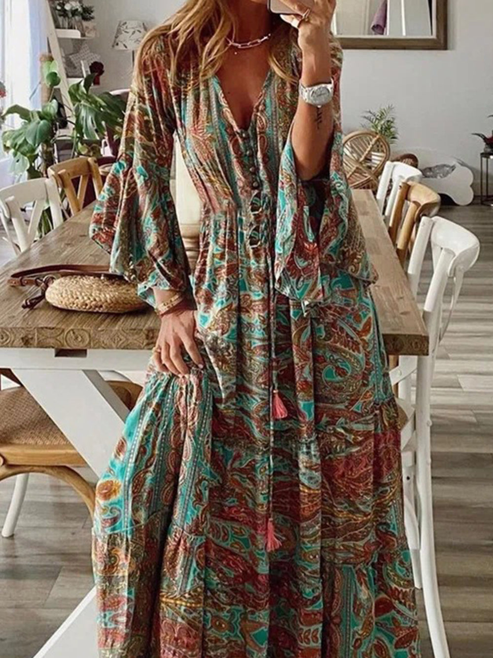 Down The West Coast Bohemia Print Maxi Dress Newgew Dresses