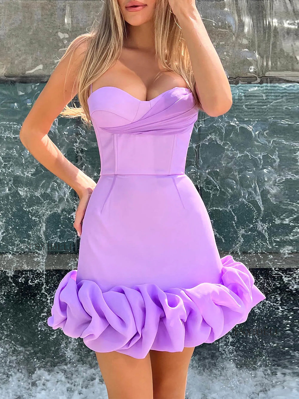 Hip Wrap Ruffled Mini Dress Newgew Dresses