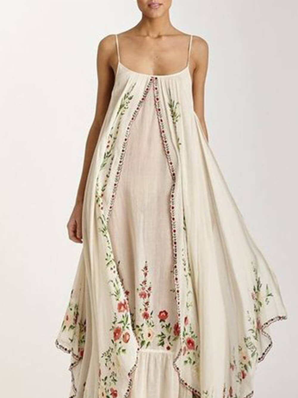 Round Neck Printed Swing Loose Long Dress Newgew Dresses