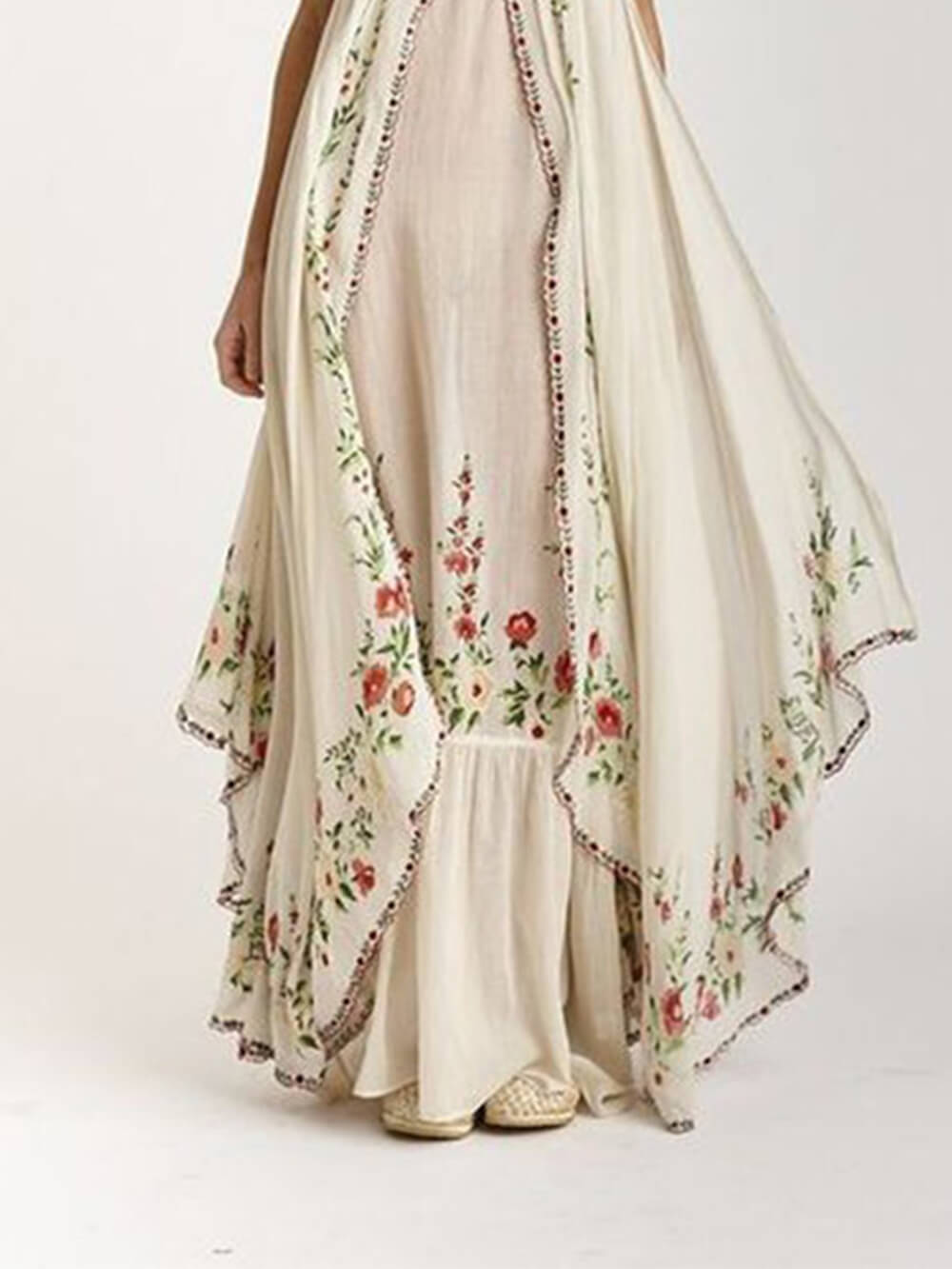 Round Neck Printed Swing Loose Long Dress Newgew Dresses