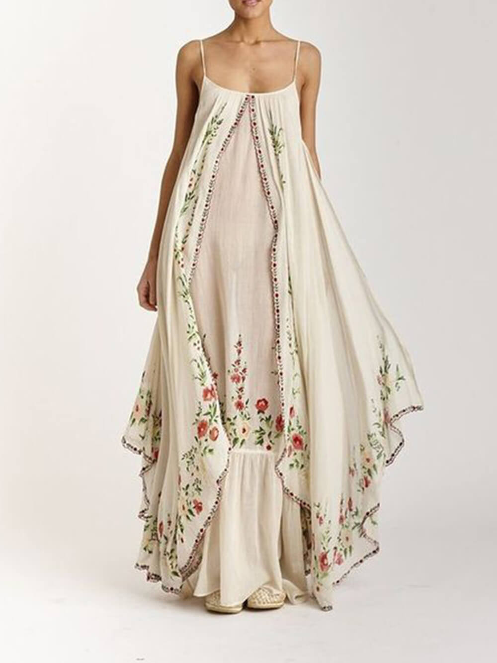 Round Neck Printed Swing Loose Long Dress Newgew Dresses