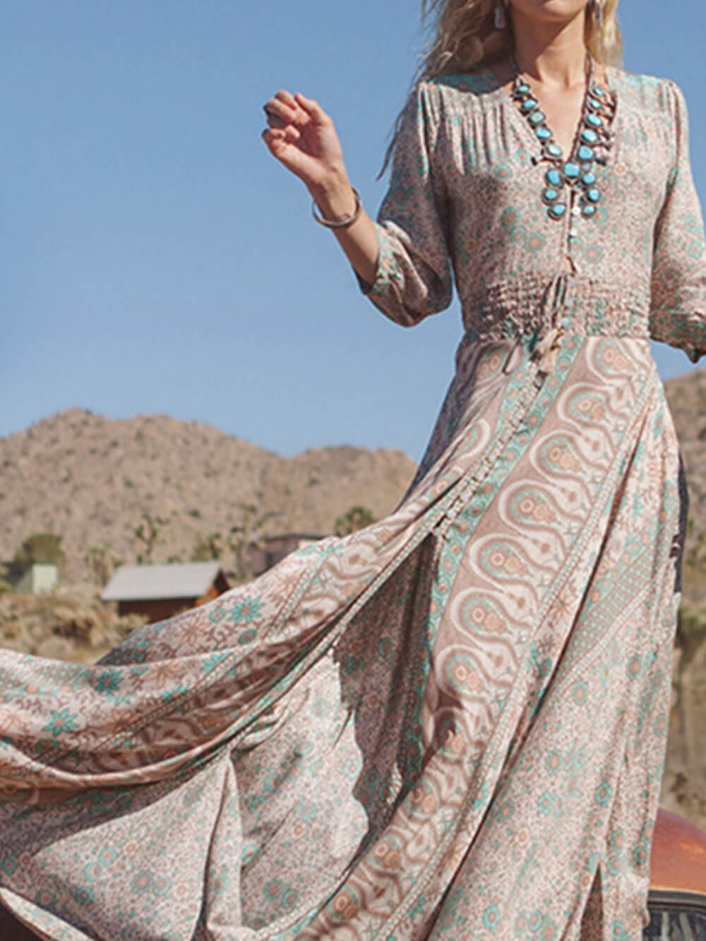 V-Neck Chiffon Maxi Dress Newgew Dresses