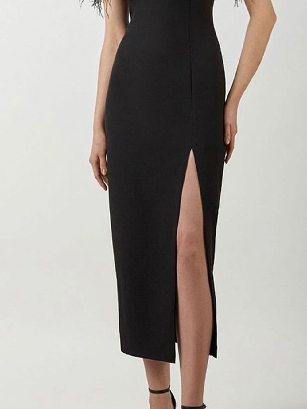 One Shoulder Feather Midi Dress Newgew Dresses