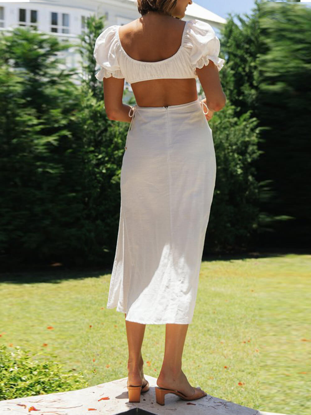 Solid Color Princess Sleeve Midi Dress Newgew Dresses