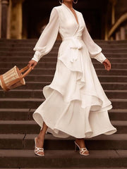 Elegant Ruffled Solid Color Maxi Dress Newgew Dresses