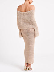 Off Shoulder Boucle Maxi Dress Newgew Dresses