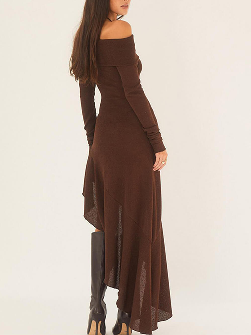 Bateau Neck Long Sleeve Maxi Dress Newgew Dresses
