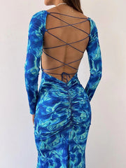 Backless Strappy Smocked Maxi Dress Newgew Dresses