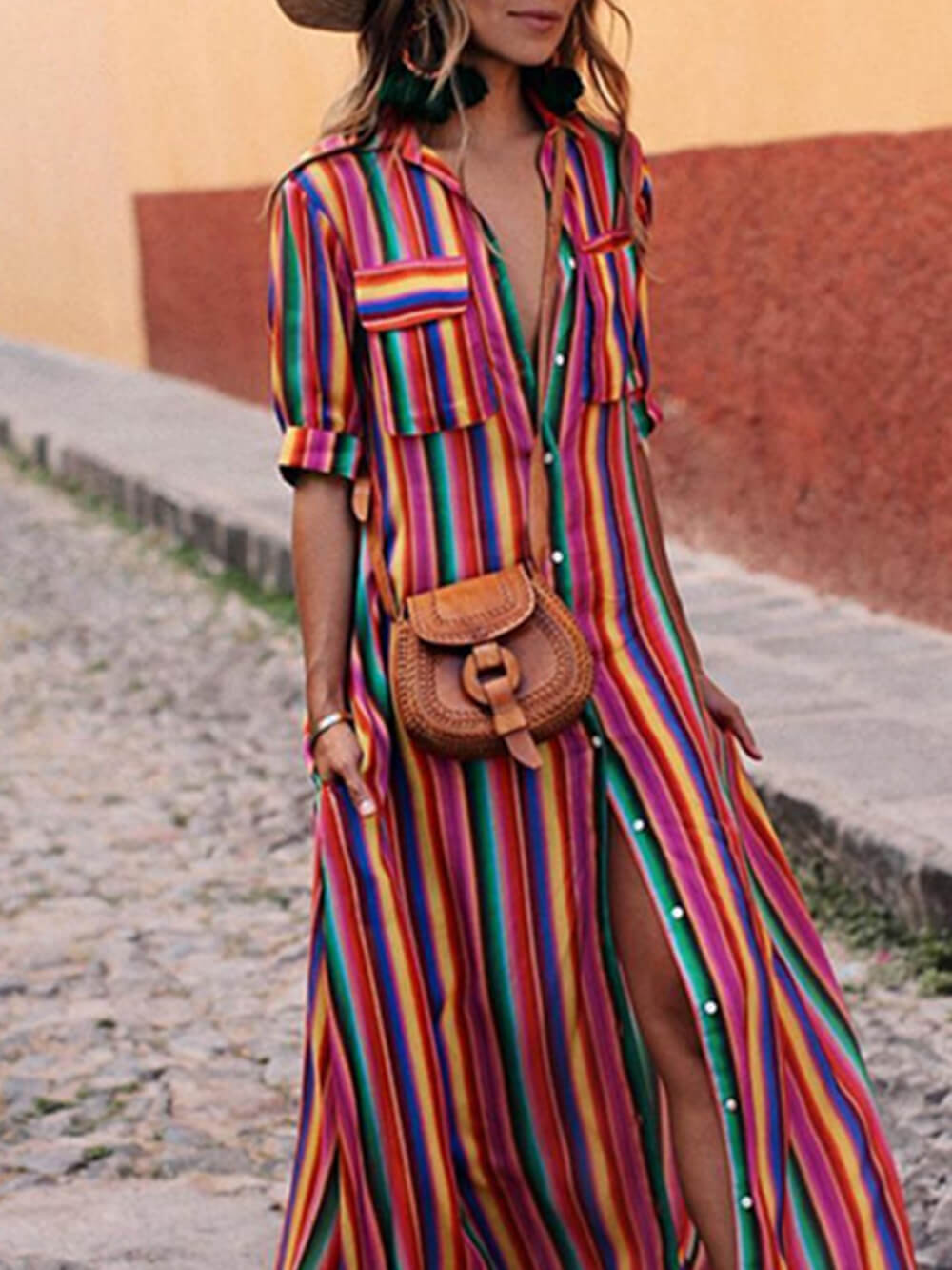 Casual Striped Printed Maxi Skirt Newgew Dresses