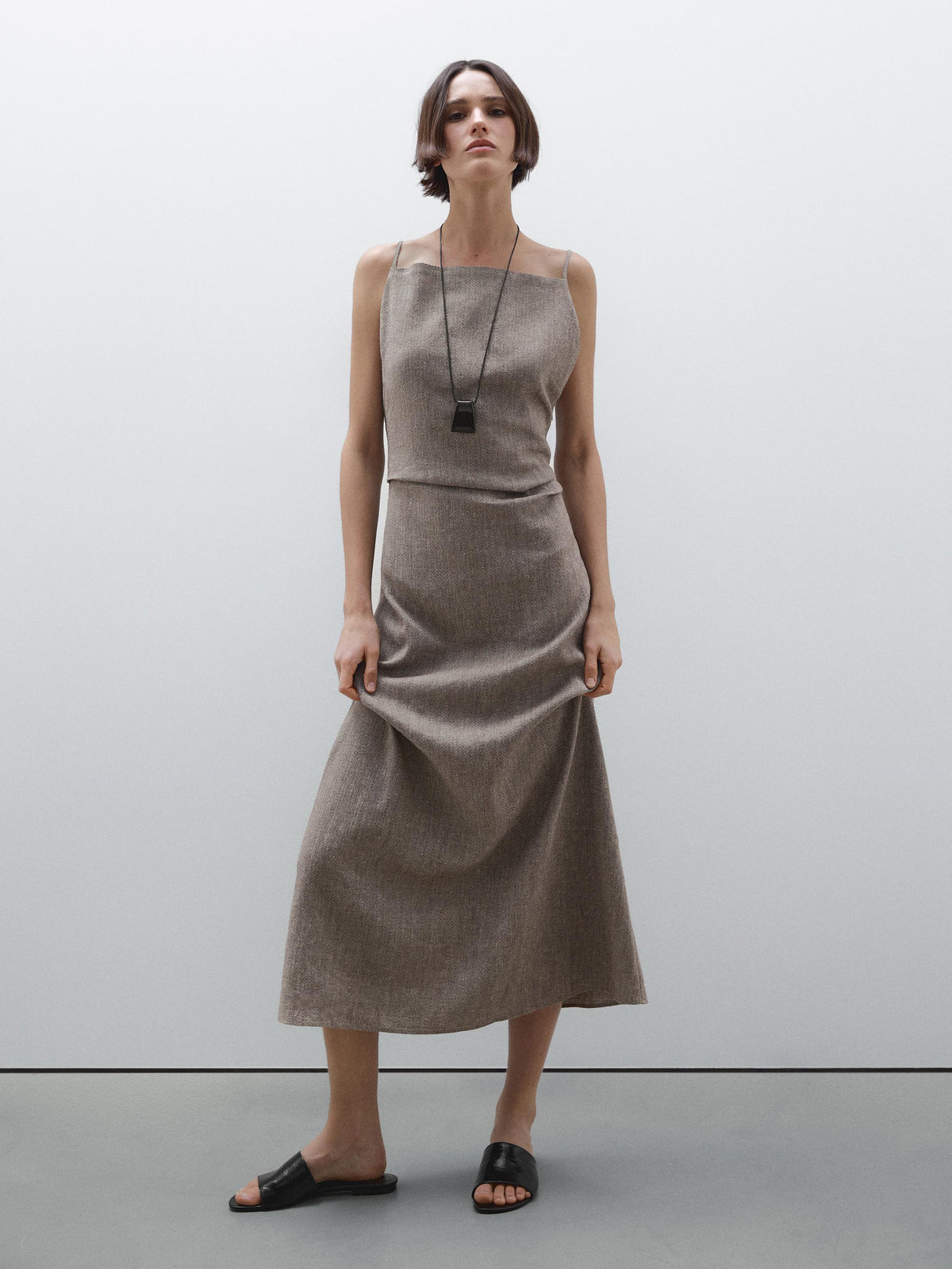 Flowy Square Neck Midi Dress Newgew Dresses