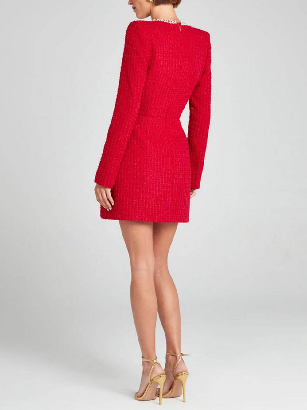 Exquisite Girl Charm Pearl Trim Slit Sleeve Pocket Mini Dress Newgew Dresses