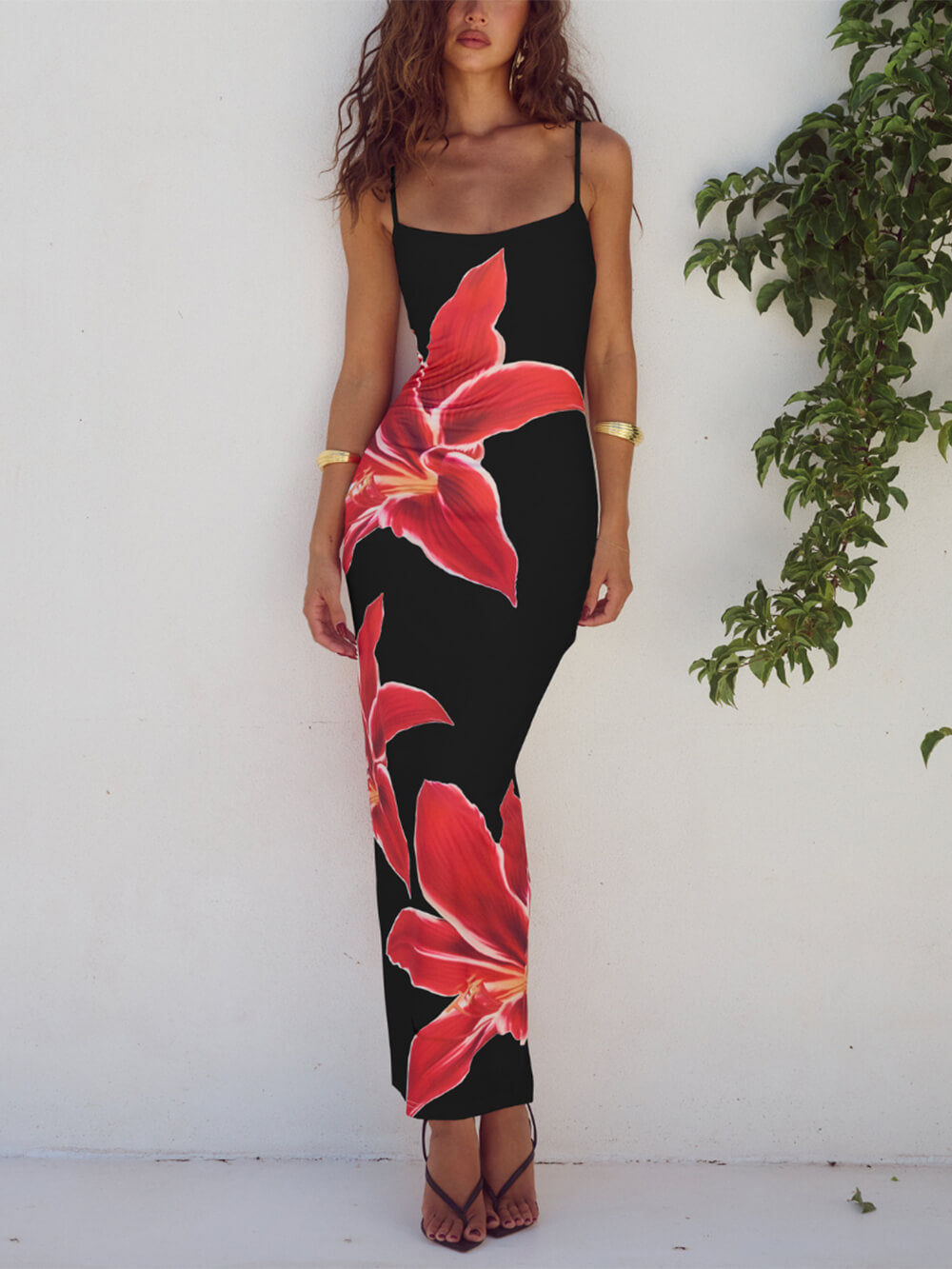 Unforgettable Abstract Floral Print Maxi Dress Newgew Dresses