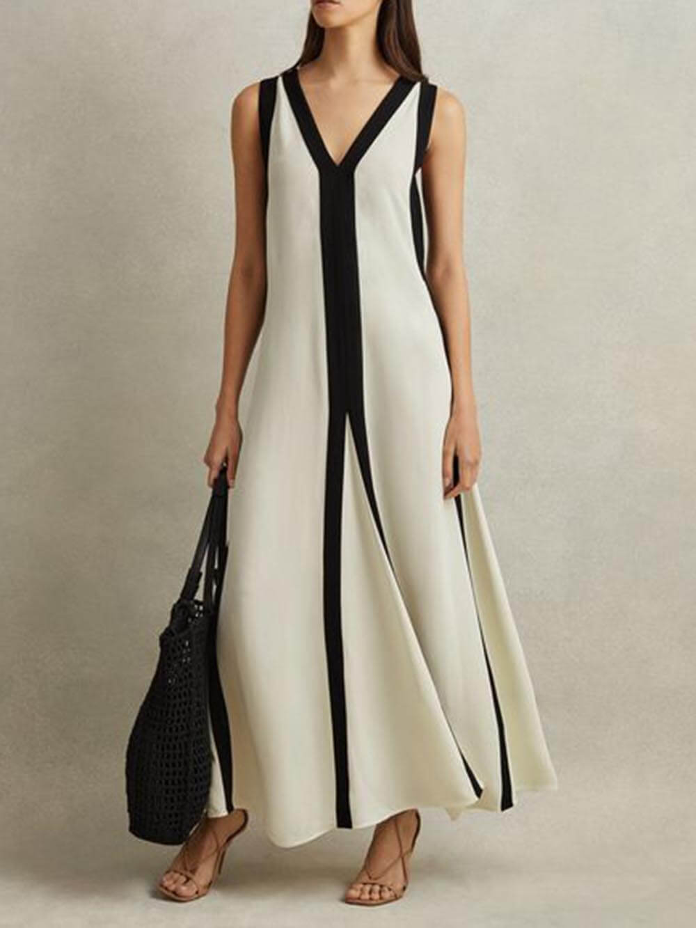Reversible Style Colorblock A-Line Maxi Dress Newgew Dresses