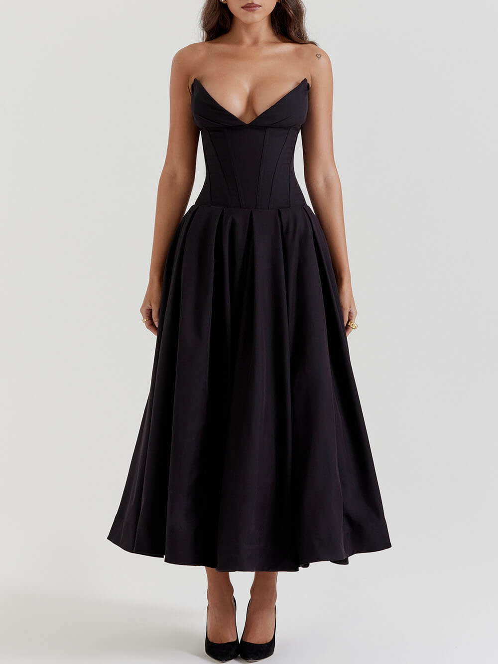 Black Strapless Midi Dress Newgew Dresses