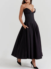 Black Strapless Midi Dress Newgew Dresses