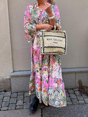 Marsell Maxi Dress Flower Pink Newgew Dresses