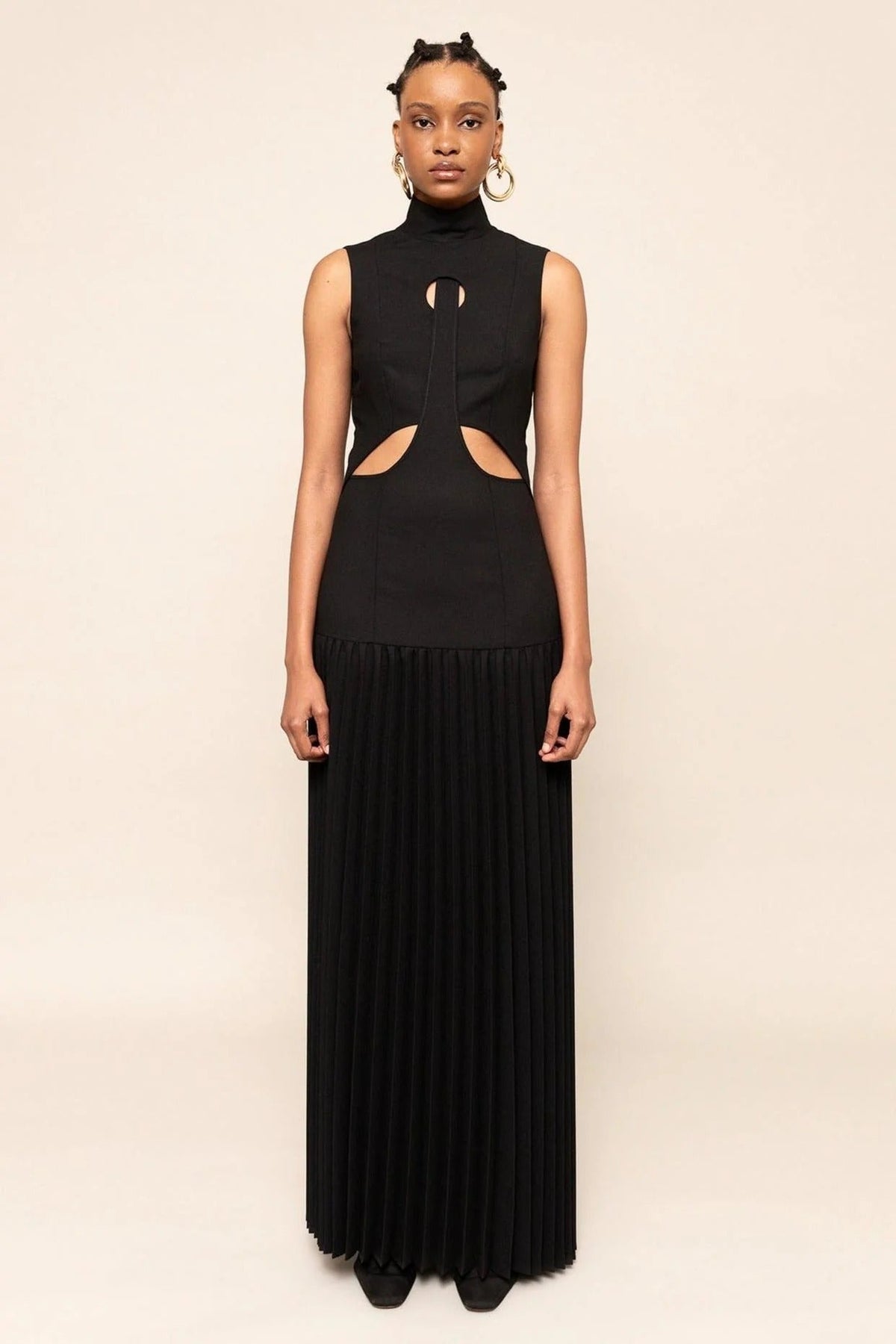 Pleated Cutout Maxi Dress Newgew Dresses